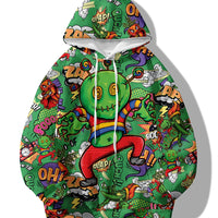 Spring and Autumn Hot selling New Cartoon Letter Graffiti 3D Digital Printing Fashion Youth Hoodie Men's and Women's Casual Top