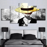 5 Piece HD Wall Art Anime Poster Picture One Piece Monkey D. Luffy Poster Wall Painting for Home Decor Canvas Painting Gift
