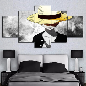 5 Piece HD Wall Art Anime Poster Picture One Piece Monkey D. Luffy Poster Wall Painting for Home Decor Canvas Painting Gift
