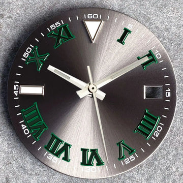 29mm Sunburst Gray Watch Dial fit NH35 NH35A NH36A Green Roman Numerals Index Hand Set Watch Parts Accessories New