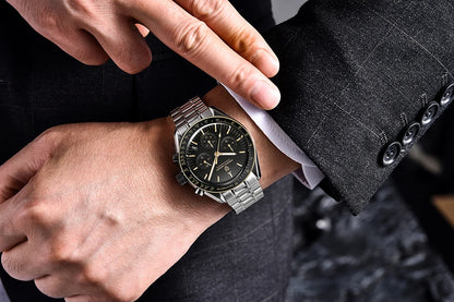PAGANI DESIGN Men's Chronometer Quartz Watch Waterproof Luminous Red Sapphire Mirror Stainless Steel Band Fashion & Casual Wristwatch