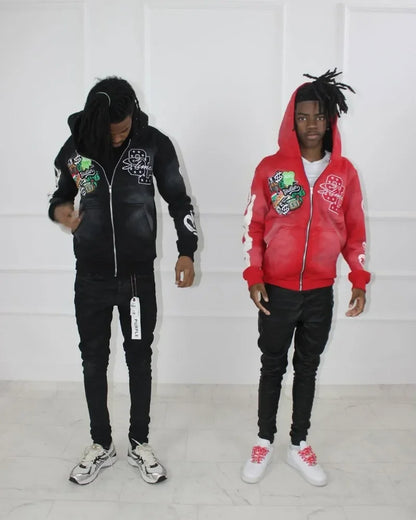 Harajuku Trend Brand Casual Loose Oversized Zipper Hoodie Men