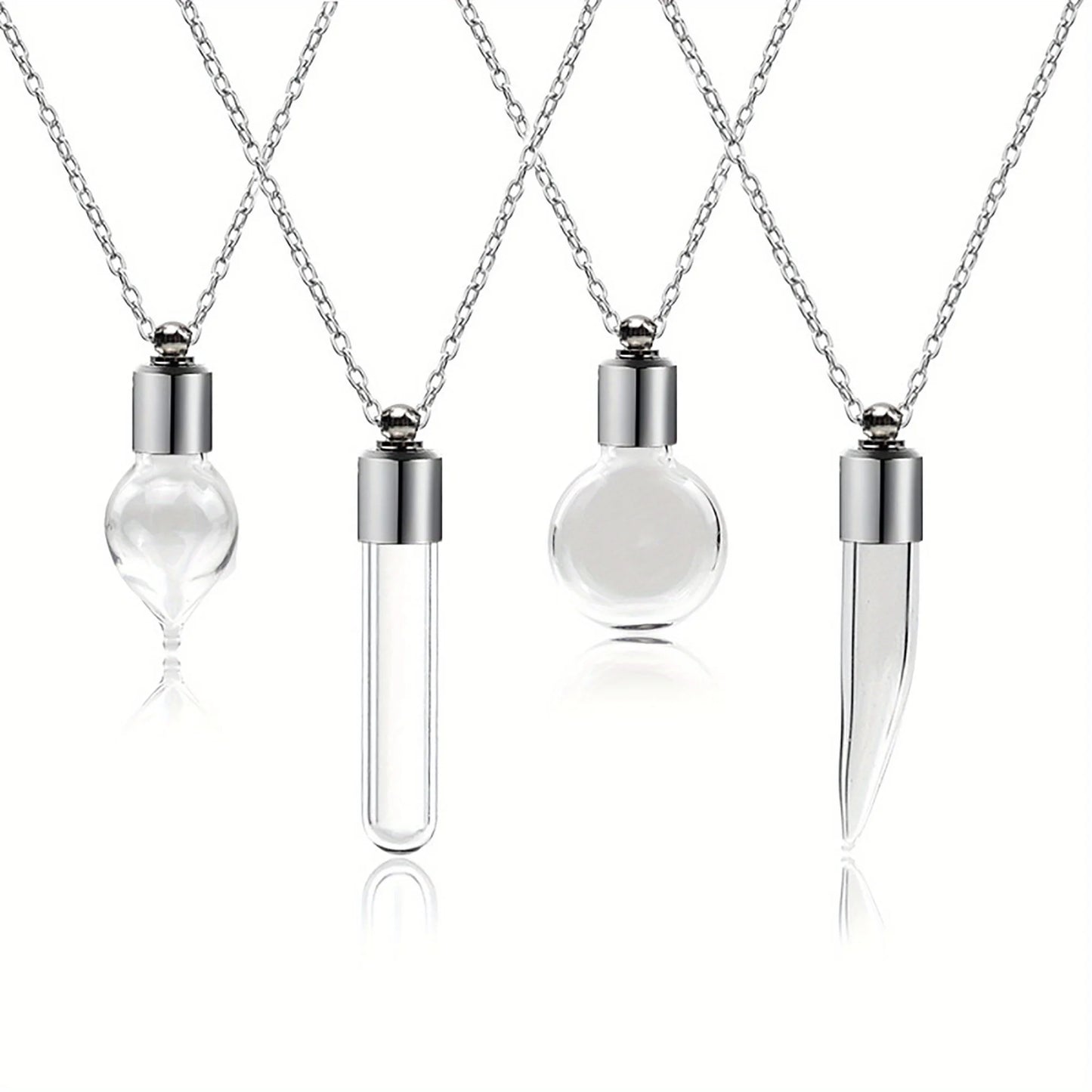 Glass Perfume Vial Pendant Wishing Bottle Clear Charm Glass Bottle Necklace Jewelry Gifts Glass Bottle Necklace TransparentGlass