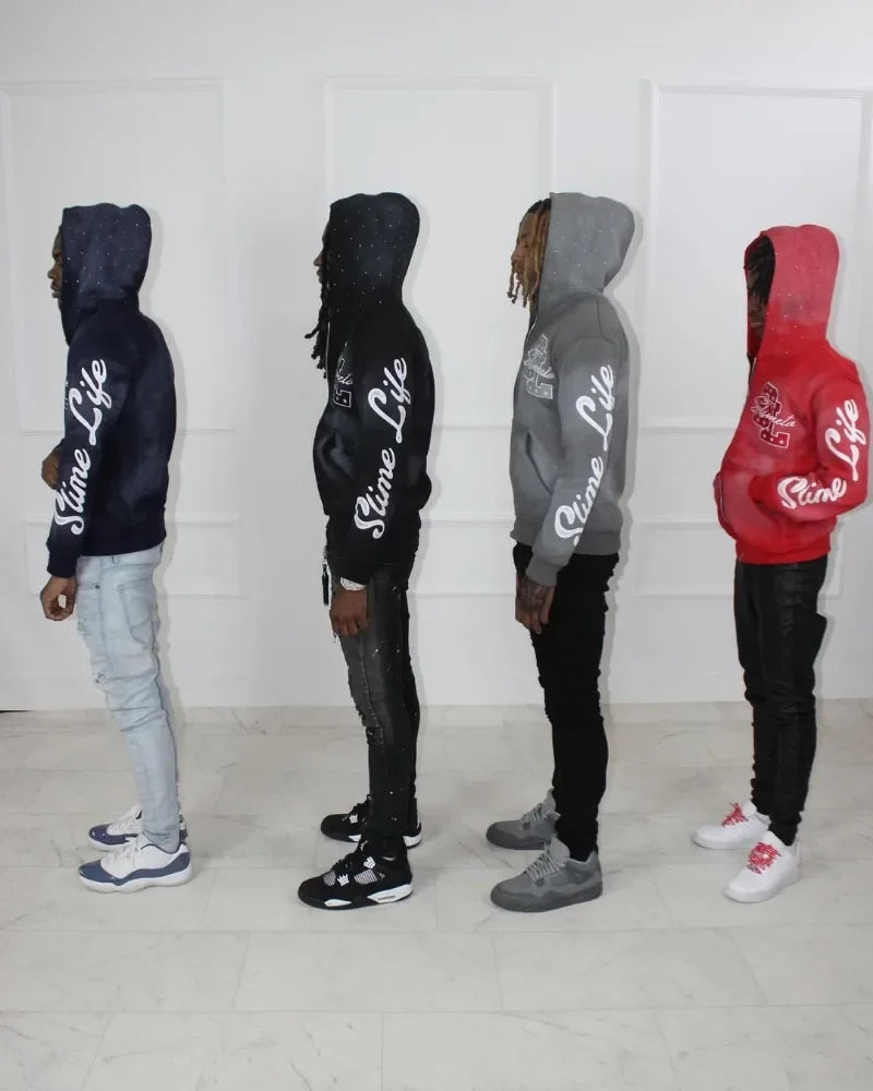 Harajuku Trend Brand Casual Loose Oversized Zipper Hoodie Men