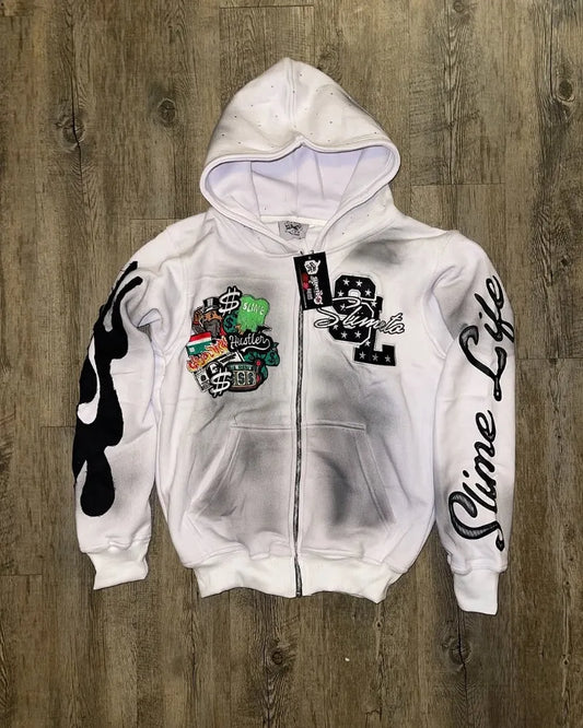 Harajuku Trend Brand Casual Loose Oversized Zipper Hoodie Men