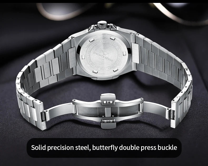 Specht & Söhne Classic 5711 Ultra Thin Men's Watch Green Sapphire Crystal 50M Water Resistant Stainless Steel Quartz Wristwatch