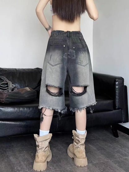 Old Size Denim Loose Shorts baggy jeans women