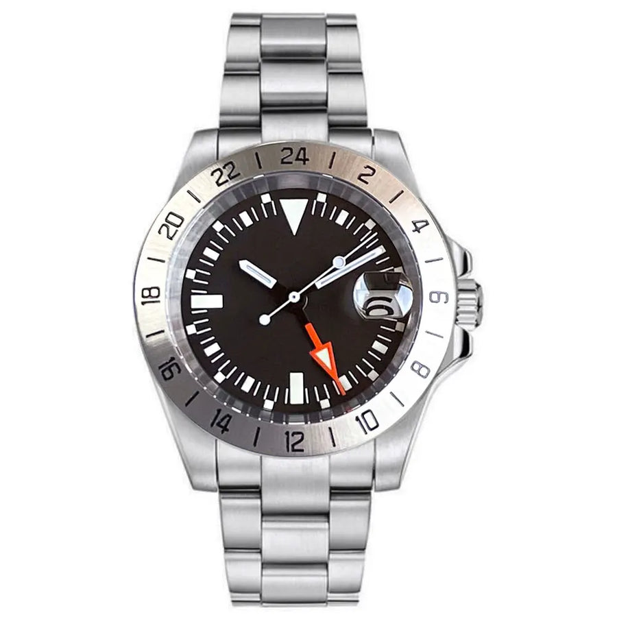 39mm Tandorio 200M Diving NH34 GMT Sapphire Glass Black Dial Luminous Mechanical Watch Men Steel Bracelet Business Dress Clock