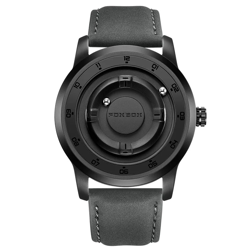 FOXBOX Watch Personalized Fashion Floating Magnetic Pointer Free Ball Bearing Creative Simple Waterproof Quartz Watch for Men