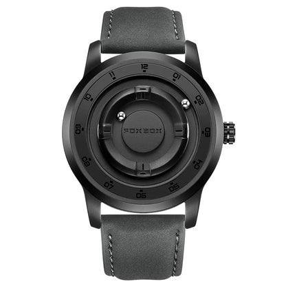FOXBOX Watch Personalized Fashion Floating Magnetic Pointer Free Ball Bearing Creative Simple Waterproof Quartz Watch for Men