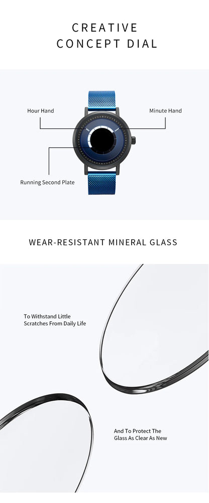 SINOBI Men's Fashion Quartz Watch Stainless Steel Blue Wristwatch Shock Resistant Water-Resistant Male Relogio Masculino