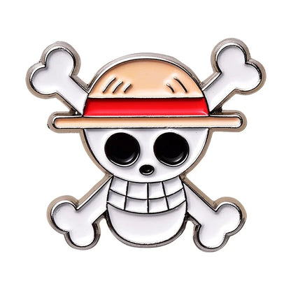One Piece Rudder Brooch One Piece Monkey D. Luffy Skull Flag J1 Brooch skull Enamel Pin Lapel Pins Badge Hats Clothes Backpack