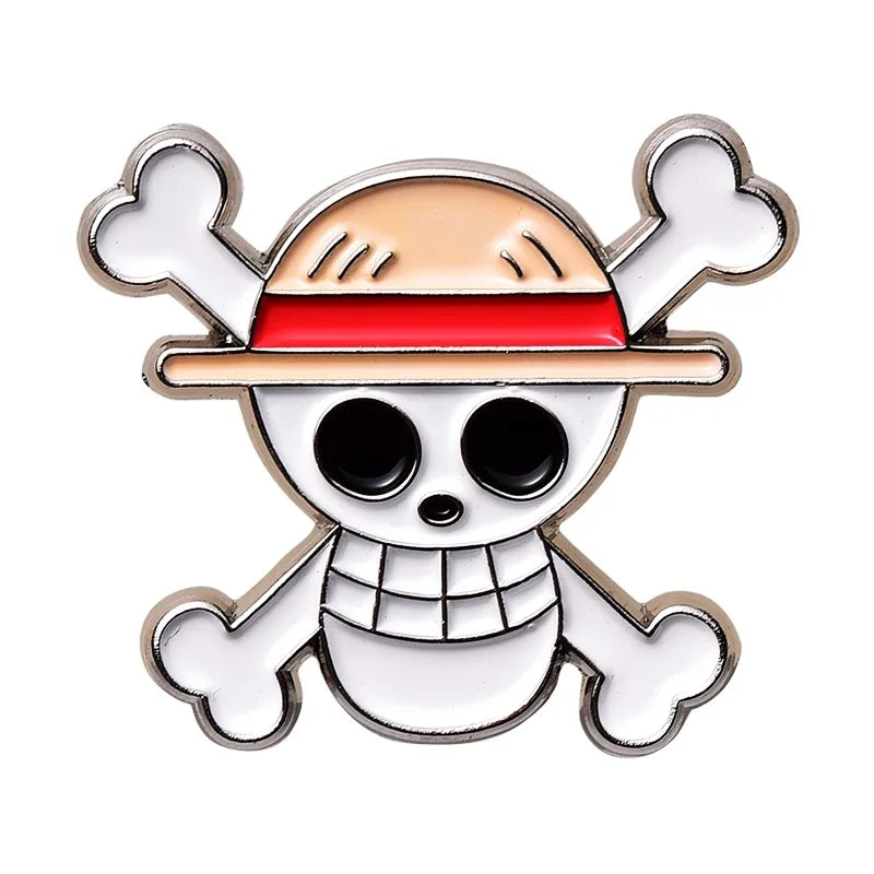 One Piece Rudder Brooch One Piece Monkey D. Luffy Skull Flag J1 Brooch skull Enamel Pin Lapel Pins Badge Hats Clothes Backpack