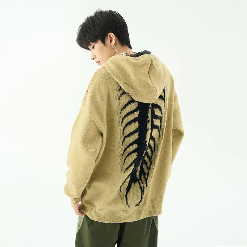 American men centipede pattern sweater vibe hooded