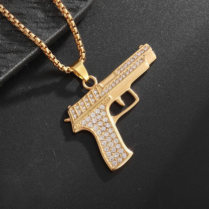 Iced Out Letter Savage Pendant Shiny Bing Cubic Zirconia Hip Hop Necklace Men\\\'s Cool Rock Rap Trend Jewelry