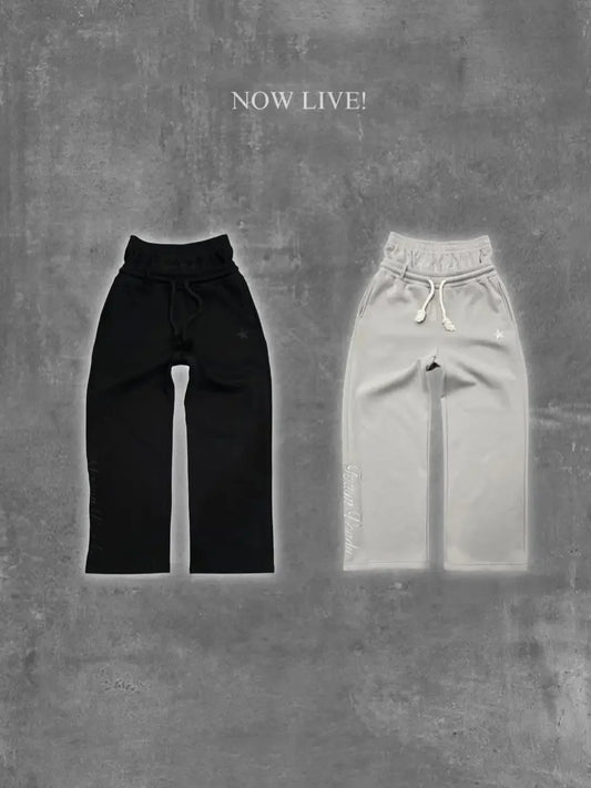 Unisex Fashion Pants Fake Two Piece Pants 2025 Spring Double Waist Pants Loose Drawstring Pants Embroidered Waist Pants
