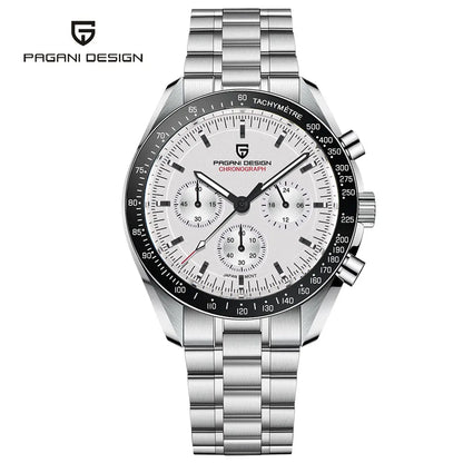 PAGANI DESIGN Men's Chronometer Quartz Watch Waterproof Luminous Red Sapphire Mirror Stainless Steel Band Fashion & Casual Wristwatch
