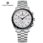 PAGANI DESIGN Men's Chronometer Quartz Watch Waterproof Luminous Red Sapphire Mirror Stainless Steel Band Fashion & Casual Wristwatch