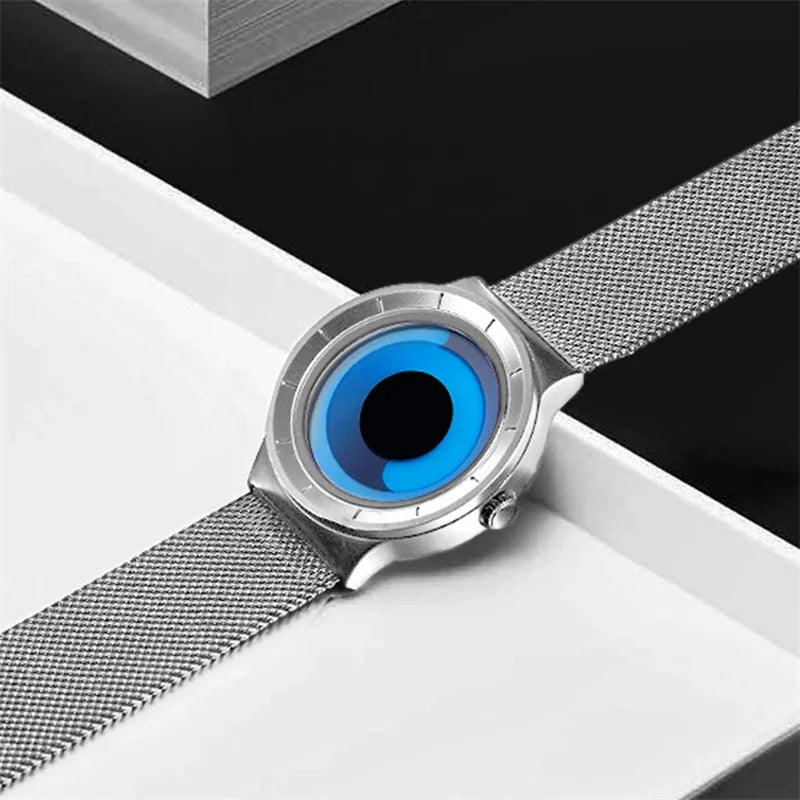 SINOBI Black Sports Quartz Watch Unisex Stainless Steel Band Water-Resistant Shockproof Fashion Casual Wristwatch