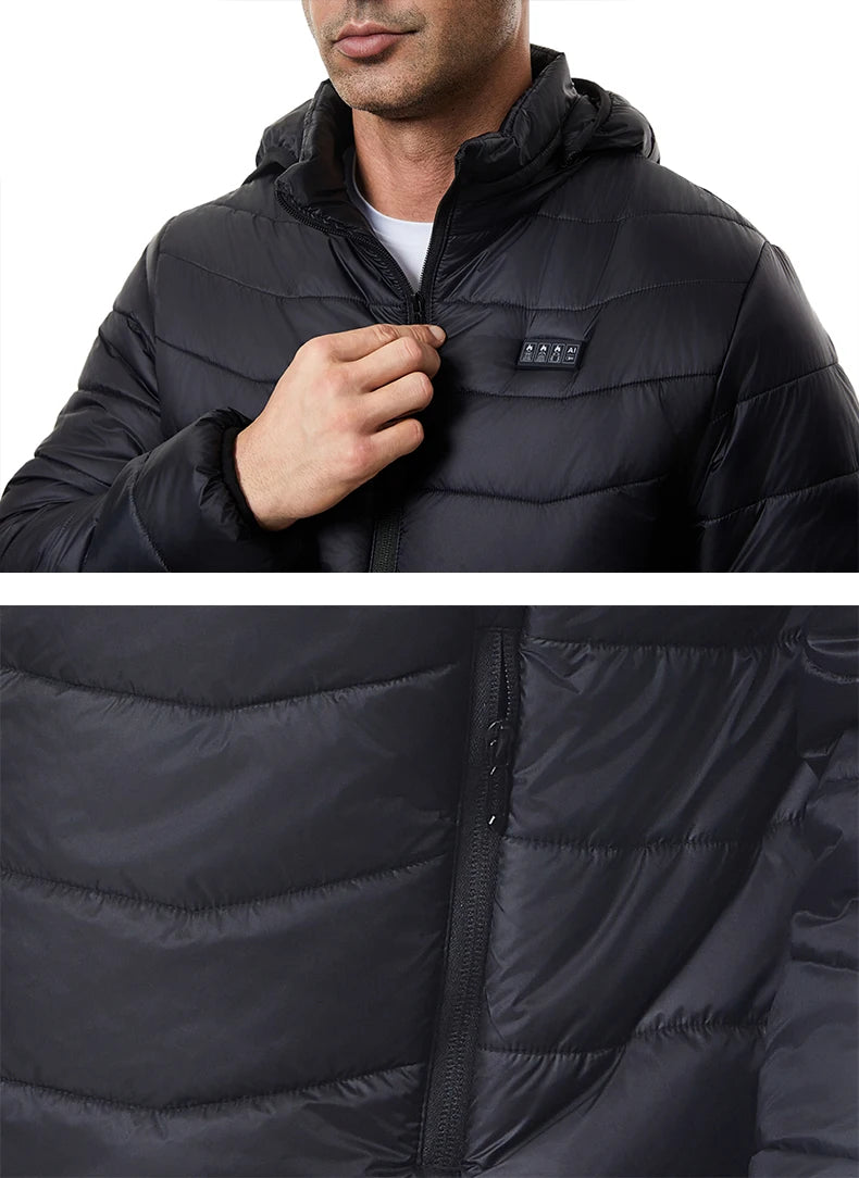 Heated Jacket Thick Warm Heated Jacket 4 Control Zone 27 Men Women Winter Outdoor Ski Hiking Coat (Not Included The Power Bank)
