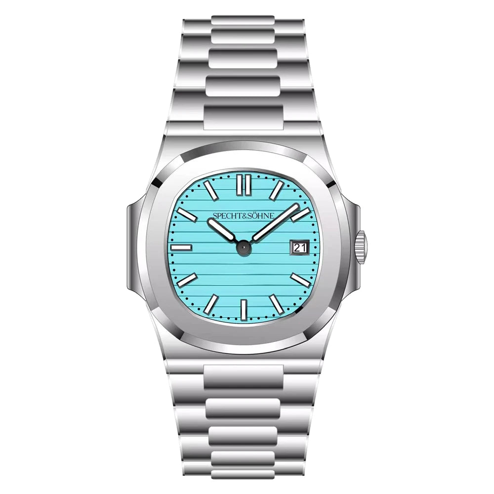 Specht & Söhne Classic 5711 Ultra Thin Men's Watch Green Sapphire Crystal 50M Water Resistant Stainless Steel Quartz Wristwatch