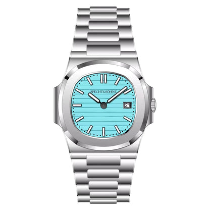 Specht & Söhne Classic 5711 Ultra Thin Men's Watch Green Sapphire Crystal 50M Water Resistant Stainless Steel Quartz Wristwatch