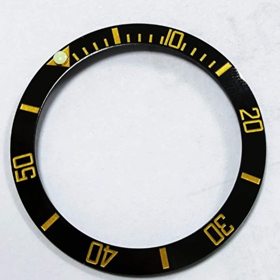 Slope Black Grey With Yellow/White Numbers 38mm*30.6mm Ceramic/Alloy Bezel Insert fit 40mm NH35 NH34 GMT Automatic Men Watch