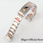 BLIGER Silver Black 20mm Width Stainless Steel Jubilee Watch Strap Bracelet Two Tone Gold/Rose Gold Glide Lock Clasp