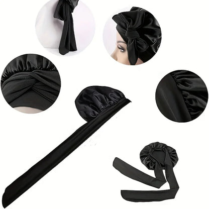 Bonnets With Tie Band (Pink+Black), Sleeping Cap For Women, Soft Hair Care Night Sleep Hats, Multi-Use Hair Bonnets F