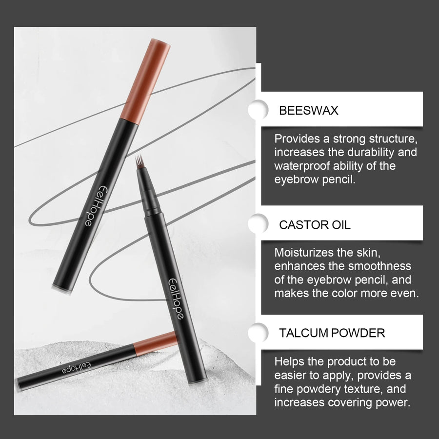 EELHOE 4 Forks Waterproof Eyebrow Pencil Long Lasting