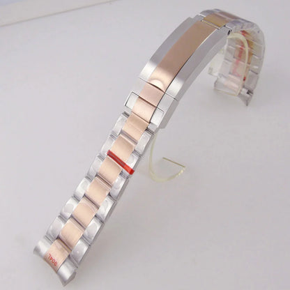BLIGER Silver Black 20mm Width Stainless Steel Jubilee Watch Strap Bracelet Two Tone Gold/Rose Gold Glide Lock Clasp