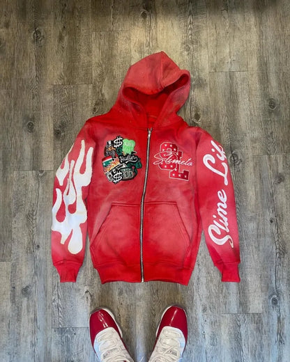 Harajuku Trend Brand Casual Loose Oversized Zipper Hoodie Men
