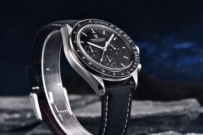 PAGANI DESIGN Men's Chronometer Quartz Watch Waterproof Luminous Red Sapphire Mirror Stainless Steel Band Fashion & Casual Wristwatch