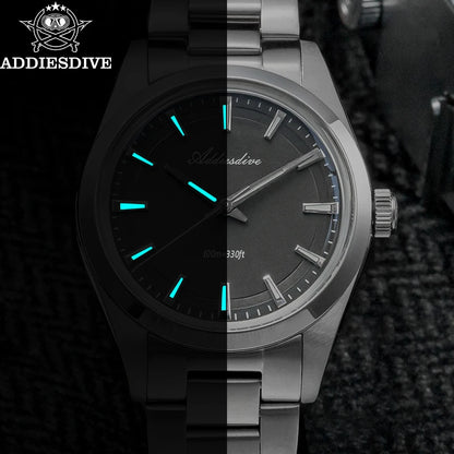 ADDIESDIVE Men's Dress Watch 36mm 10Bar Waterproof Stainless Steel BGW9 Super Luminous Quartz Movement with Bubble Mirror Glass